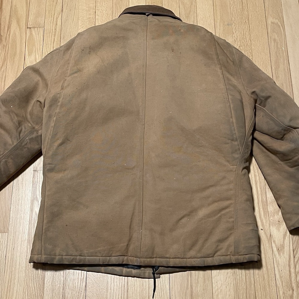 Carhartt Jacket Mens 2XL 48 Reg Insulated Chore Coat Barn Tan Brown Distressed - Picture 14 of 16